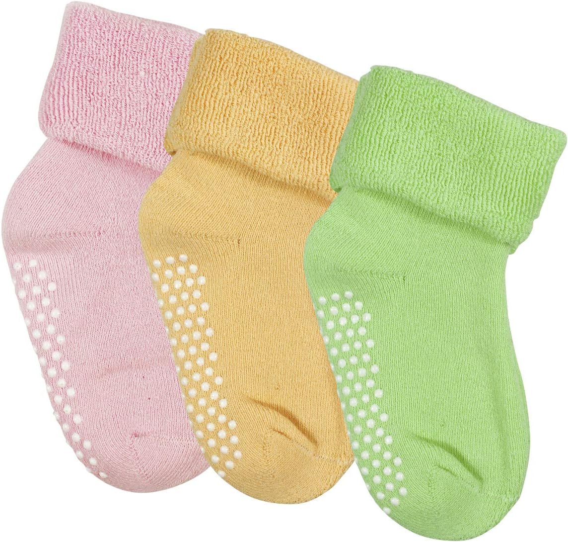3 Pairs Toddler Boy Girl Non Skid Socks Cotton with Grips Baby Boy Girls Anti Slip Socks Warm