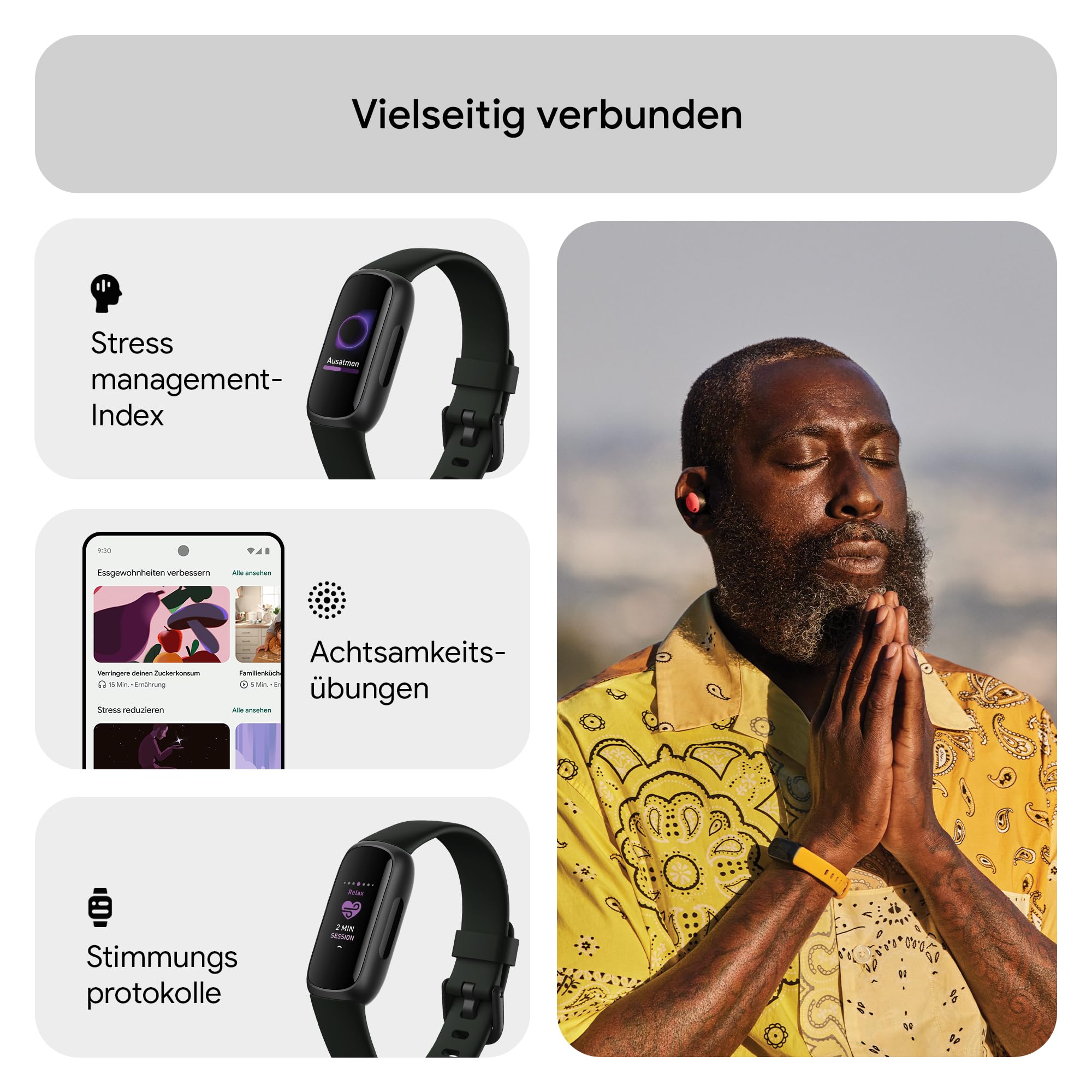 Google Fitbit Inspire 3 – Gesundheits- & Fitness-Tracker Damen / Herren - Herzfrequenzmessung, Stressmanagement, Schlafanalyse & bis zu 10 Tage Akkulaufzeit – Fitnessuhr kompatibel mit Android/iOS 5