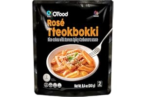 O’FOOD C O'Food Rose Spicy Carbonara Tteokbokki, Gluten-Free Korean Rice Cakes, Authentic Spicy Korean Street Food Snack, Ready to Eat, No MSG, No Corn Syrup, Pack of 1