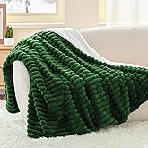 INFIIXSO Sherpa Throw Blanket for Couch - Super Soft & Warm Striped Fleece Blanket, Cozy Plush Fluffy Blanket All Season Use (Dark Green, 50x60 Inches)
