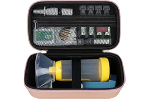 Elonbo Carrying Case ​for Asthma Inhaler, Inhaler Spacer for Kids and Adults, Masks, Inhaler Holder Asthma Travel Organize Bag, Pocket Fits Allergy Meds, Ventolin Inhaler, Rose Gold (Case Only)
