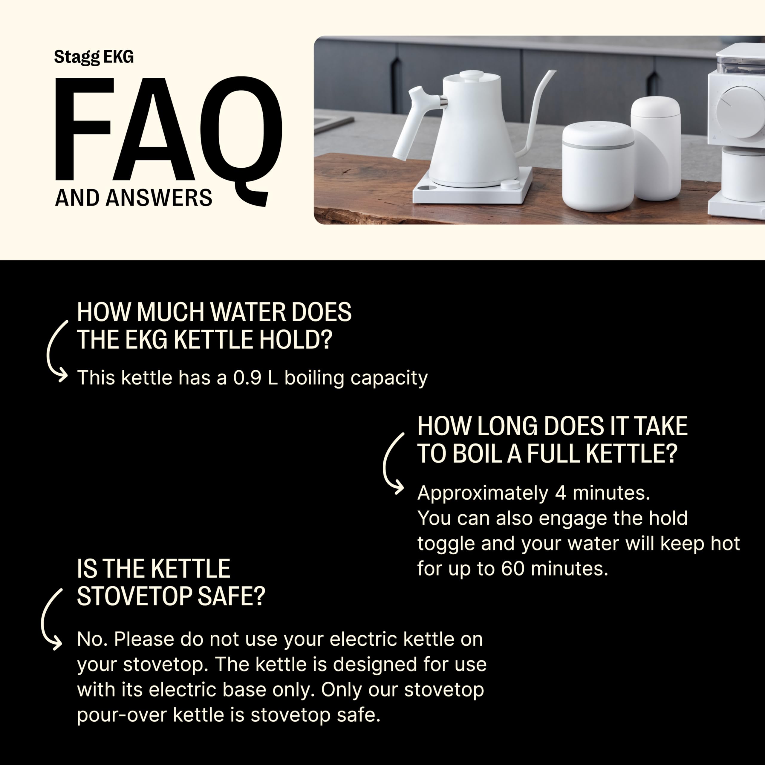 Fellow Stagg EKG Electric Gooseneck Kettle - Pour-Over Coffee and Tea Water Boiler - Stainless Steel, Quick Heating for Boiling Water - Matte White