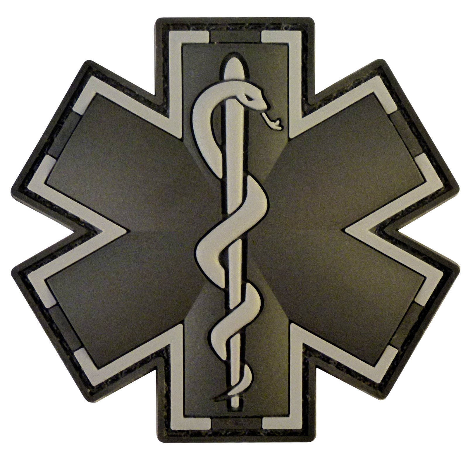ACU Black EMS EMT Medic Paramedic Star of Life Morale Tactical PVC 3D Hook Patch
