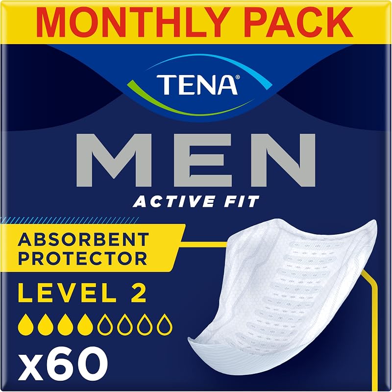 TENA Men Absorbent Protector Incontinence Pads Level 2 60 Pads 10x6
