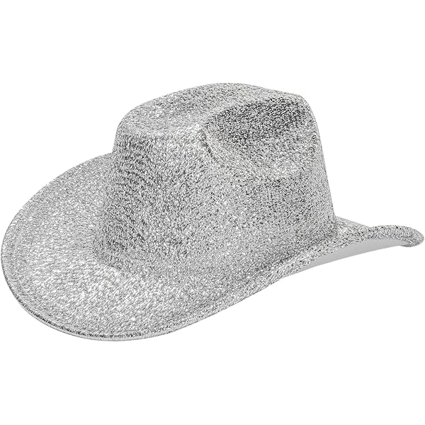 Breathffy 4 Pcs Silver Cowboy Hat Felt Western Glitter  display picture 3