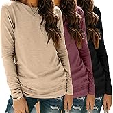 Zeagoo 3 Pack Long Sleeve Shirts for Women Casual Soft Crewneck Basic Tee Tops Fall Outfit Clothes