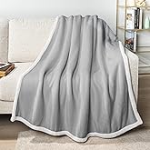 PAVILIA Sherpa Fleece Throw Blanket for Couch, Light Grey, Plush Soft Fuzzy Sofa Blanket, Cozy Reversible Winter Throw for Women Men, 50x60 Inches