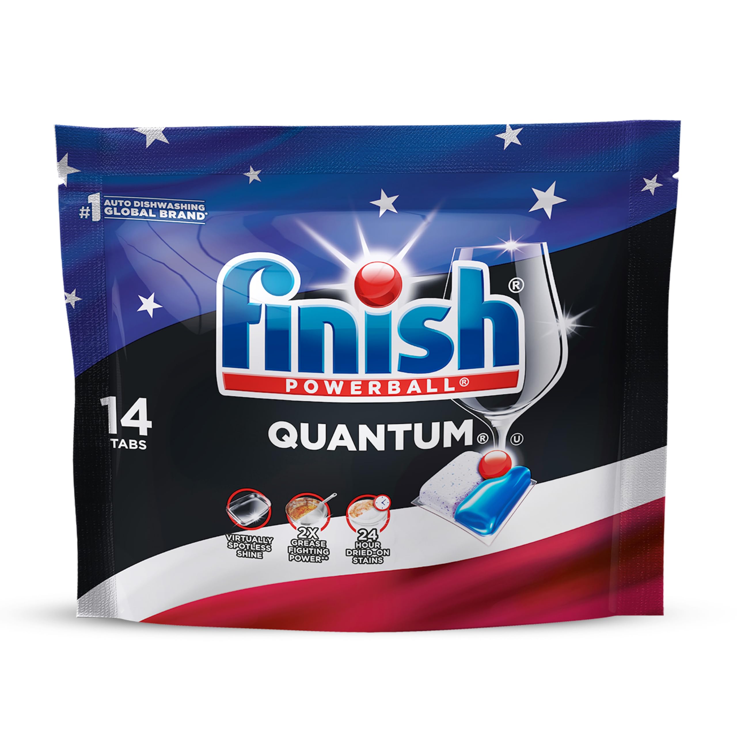 Finish Quantum Dishwasher Pods, Dishwasher Detergent Dish Soap, Fresh Scent, 14 Count