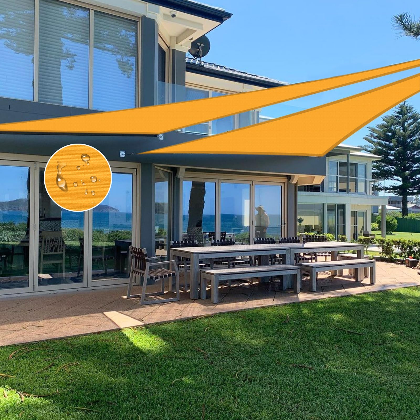 Jneaicn Shade Sail Waterproof Sun Canopy Triangle