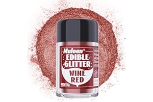 MULOEN Wine Red Edible Glitter - Food Grade Luster Dust Edible - 5 Grams Edible Glitter for Drinks - Cake Decorating Shimmering Glitter - Metallic Powder Glitter for Baking, Icing, Chocolate, Candy - Halloween