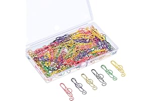 Outus 100 Pcs Music Paper Clips 6 Colors Treble Clef Paper Clips Christmas Music Teacher Gifts Metal Musical Notes Clip for Christmas Desk Bookmark Office School Notebook