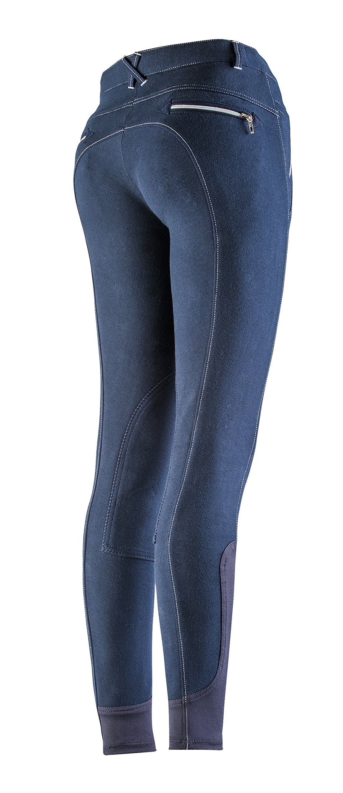 Equi-Theme/Equit'M Unisex Adult 979201744 Zipper Breeches - Navy/White Topstitching, One Size