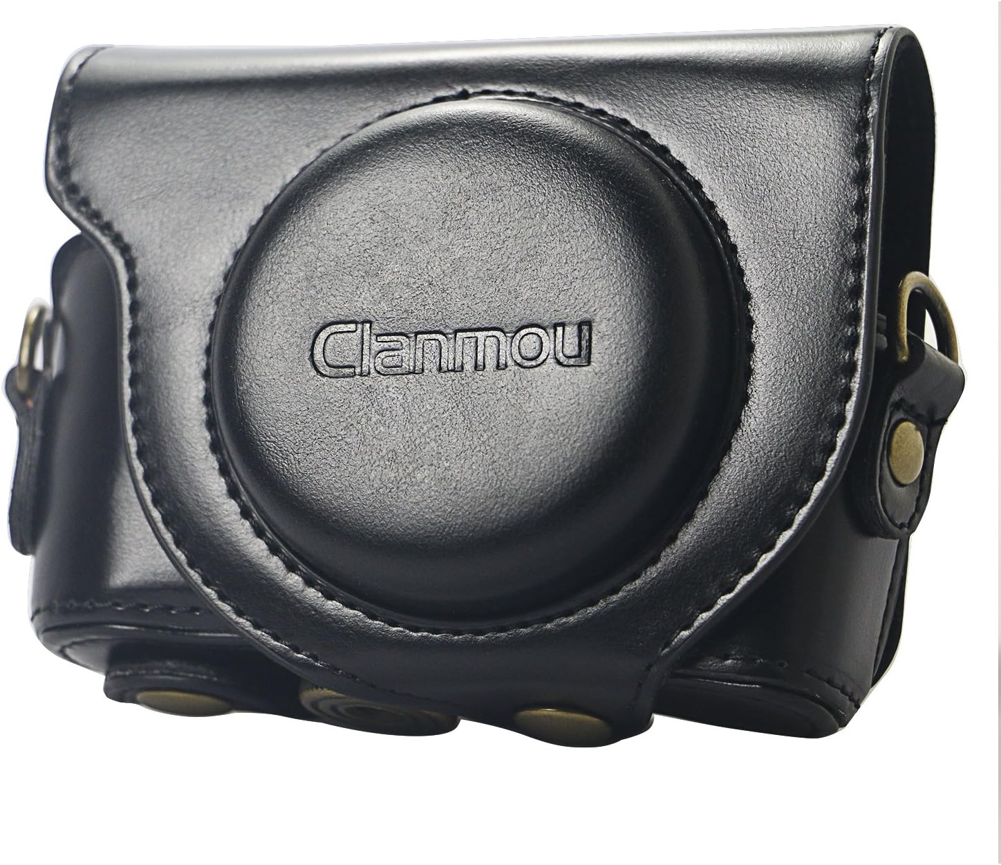 Clanmou Leather Camera Case Protective Bag Cover for Sony DSC-HX90 /WX500 with Shoulder Strap Camera Waterproof Cloth Bag Black