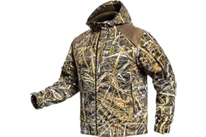 VOTAGOO Quiet Hunting Jacket Softshell Fleece-Lined Camouflage Clothes Clothing Gear Hoodie Coat For Men