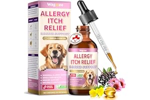 Wagmee Allergy Relief Drops for Dogs, Dog Itchy Skin Relief with Fish Oil, Omega-3, Turmeric & Natural Anti Itch for Dogs Ears & Paw Relief - Dog Seasonal Allergies, Skin & Coat Immune Supplement