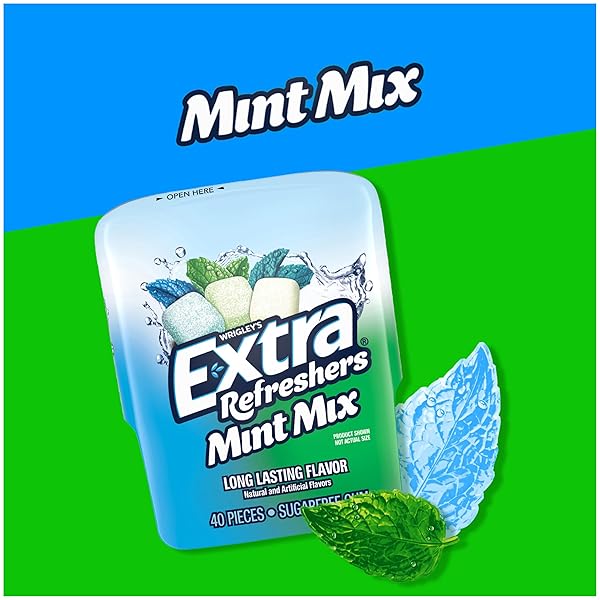 EXTRA REFRESHERS MINT MIX GUM, 3.21-OUNCE 40-PIECE BOTTLE (PACK OF 6)