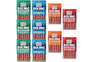 Smoked Sausage Sticks, Hot, Mild, Honey Garlic, Summer Sausage Sticks Bulk Snack Box, 10 x 150g Six Pac by Great Canadian Mea