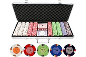 VERSA GAMES 13.5g 500pc Lucky Horseshoe Clay Poker Chips Set - Las Vegas Casino Quality Poker Chips