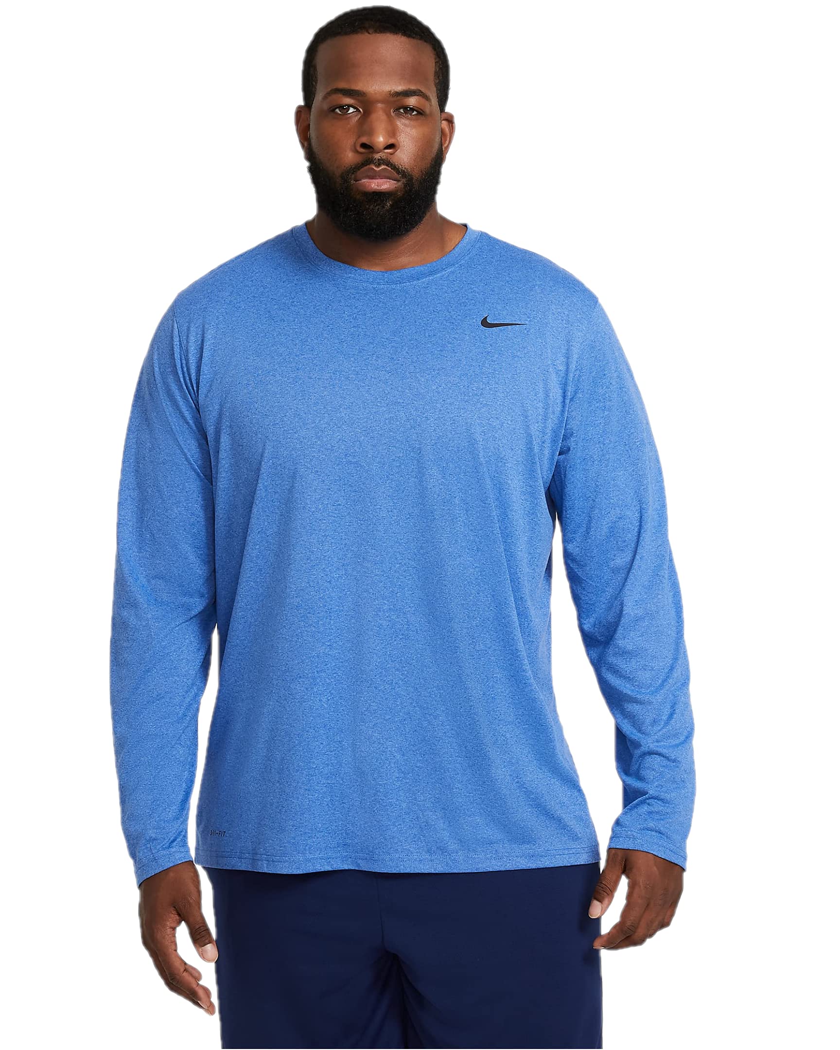 Nike Dri-FIT Camiseta de entrenamiento de manga larga para hombre (Light Game Royal Heather/Black, LG)