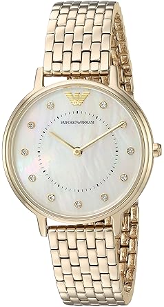 Emporio Armani Womens Kappa Quartz and Stainless-Steel-Plated Casual Watch, Color: Gold-Toned (Model: AR11007)