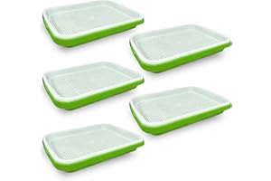 Gardzen 5-Pack Sprouts Growing Kit, Bean Sprouts Tray, Soil-Free Sprouting Tray, Ideal for Mung, Wheatgrass, Indoor Gardening