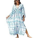 IMAGEKOPE Kaftan Dresses for Women Plus Size V-Neck Moo Moos Batwing Kaftan Beach Dress Bathing Suit Cover-Up Loungewear