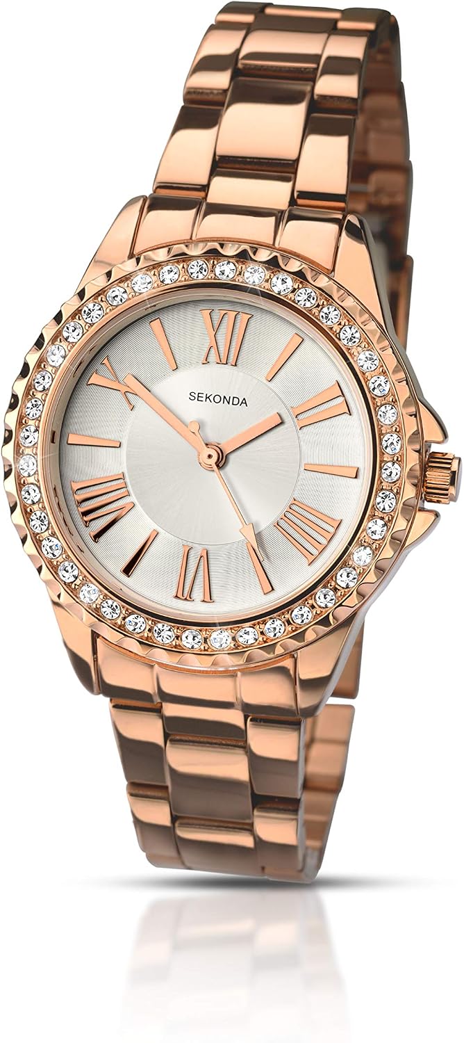 Sekonda Womens Analogue Classic Quartz Watch with Stainless Steel Strap 2358.27, Rose Gold - Image 3