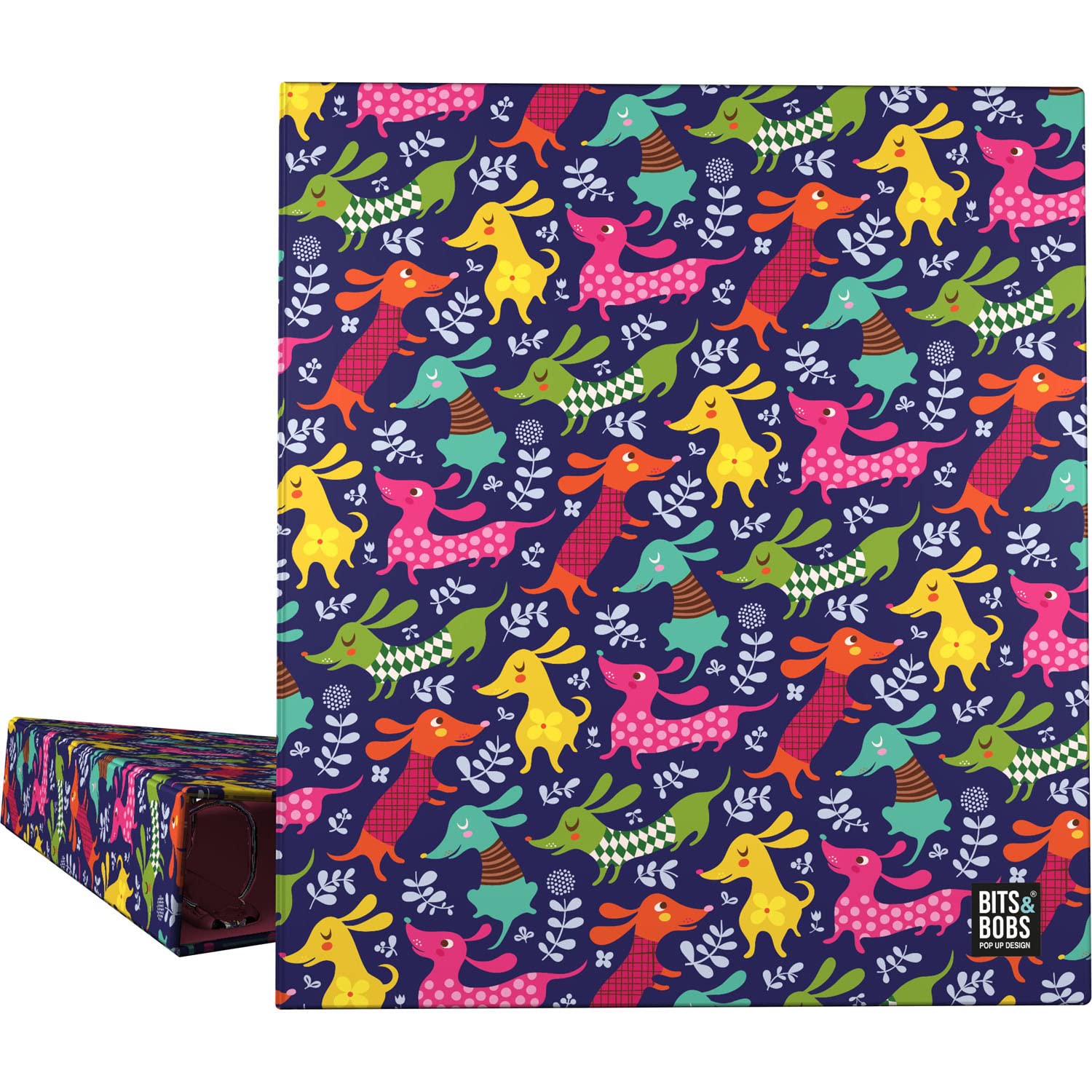 Grafoplás | A4 Ring Binder | 4 Mixed Rings 40mm | Bits&Bobs Pop Up Desing Collection | Dogs Party | Soft Touch | FSC Certified