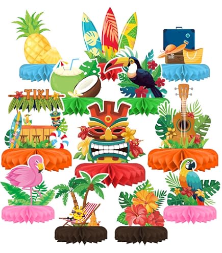 Lot De 40 Serviettes En Papier Motif Hawaïen - 16,5 X 16,5 Cm, Multicolores - Pour Décoration De Table, Fête D'été, Barbecue - 5