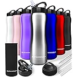 Hydracentials Stainless Steel Water Bottle with Straw Lid Triple Vacuum Insulated Steel Metal Thermos Bottles | Reusable Leak
