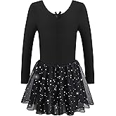 DANSHOW Girls Glitter Leotards for Ballet Dance Dress with Tutu Skirt Petal Sleeve