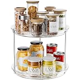 LAMU 2 Tier Lazy Susan Turntable Organizer for Cabinet, 9'' Rotating Spice Rack for Kitchen, Pantry, Countertop, Bathroom, Va