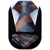 HISDERN Ties for Men Solid Houndstooth Neckties Handkerchief Formal Business Tie & Pocket Square Set Wedding Party