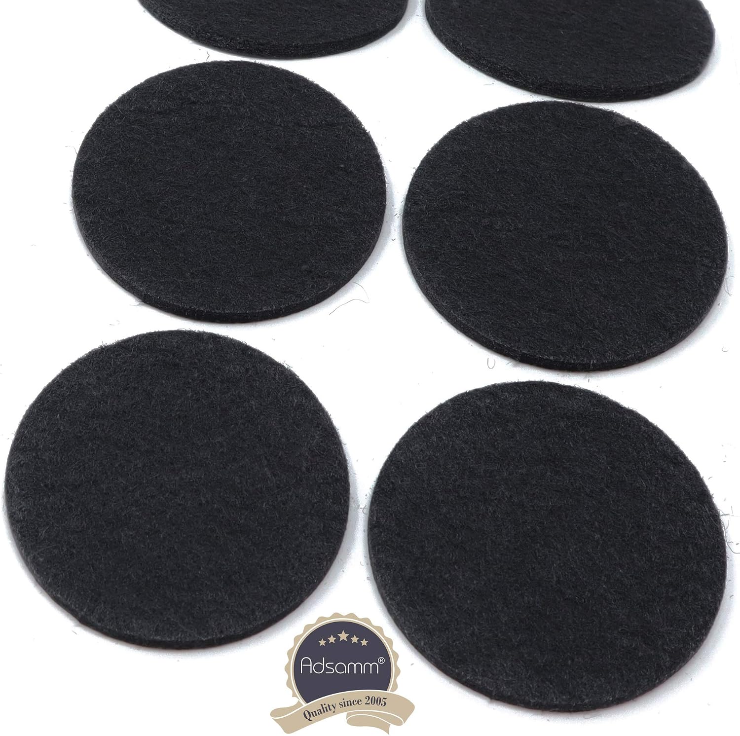 Adsamm® / 80 x self-adhesive felt pads/Black/ø 1.97'' (ø 50 mm) / round / 0.138'' / 3.5 mm thick stick-on furniture felt glides/Furniture & Chair Glides - Image 3