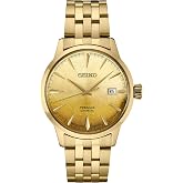 SEIKO Automatic Watch for Men - Presage Cocktail Time - Patterned Dial | Gloss Finish, Date Calendar, Stainless Steel, Water-Resistant 50M, 41-Hour Reserve Power, See-Through Caseback