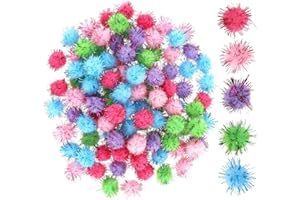 100 Pcs Craft Pompom Balls Mix Colorful Craft Poms Ball Soft and Fluffy Craft Pompoms Bulk Fuzzy Pompom Balls for Crafts DIY 
