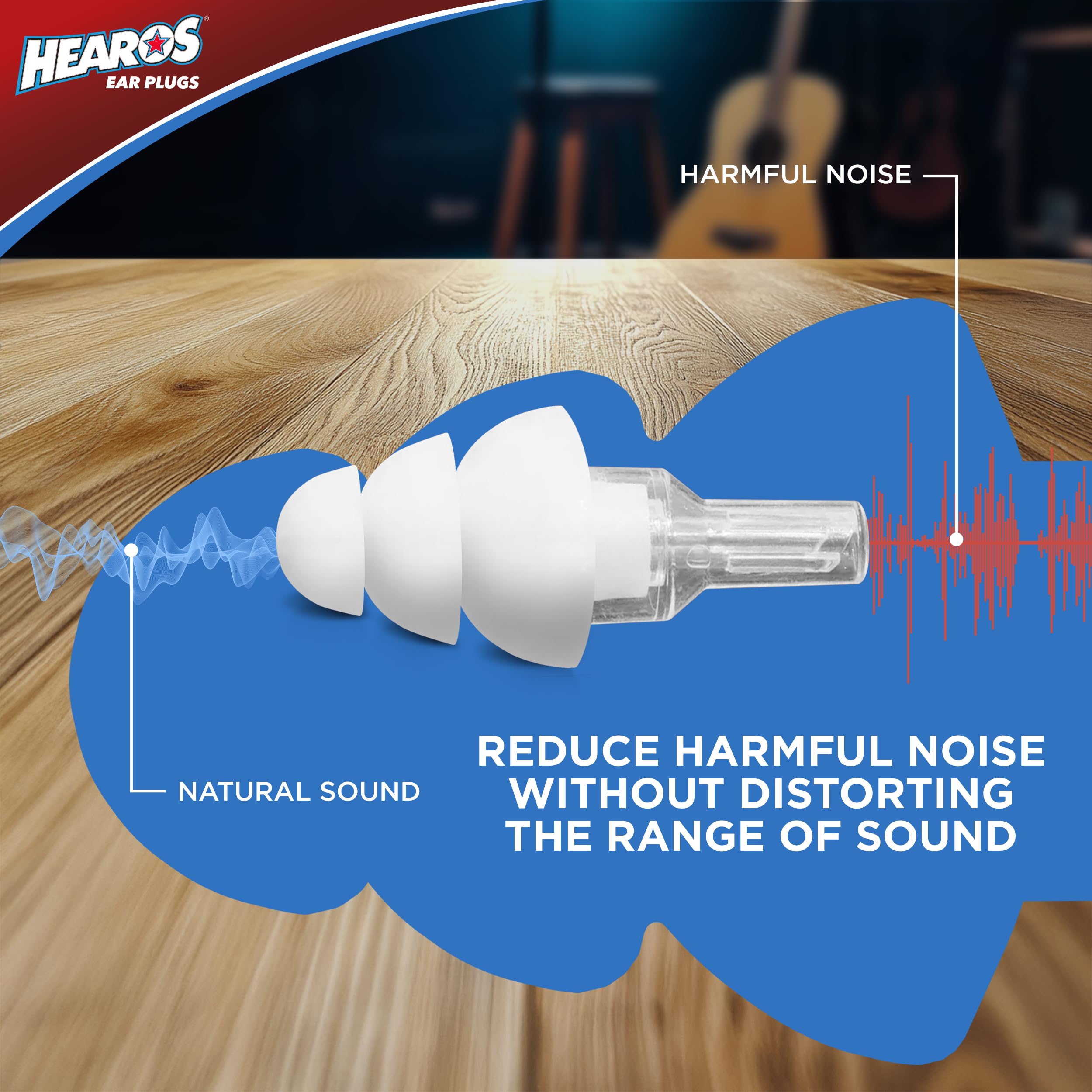 HEAROS High Fidelity Musician Ear Plugs Ultimate In Comfortable And Hearing Protection Professional Musicians Earplugs Noise Cancelling Earplugs For Concerts Motorcyclists Loud Events (1 Pair)