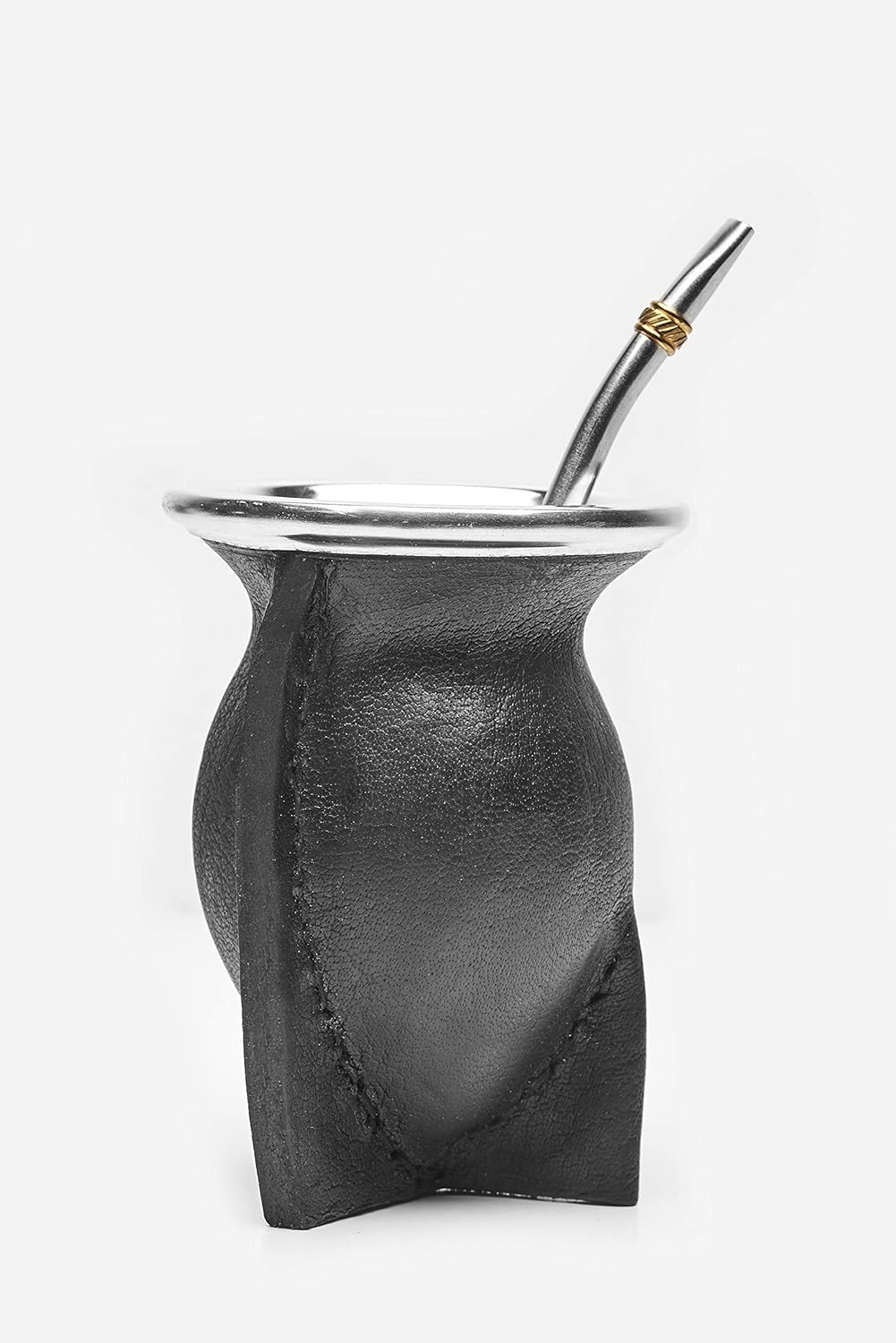 Balibetov [NEW] Leather Wrapped Handmade Yerba Mate Gourd (Mate cup) with Bombilla (Yerba Mate