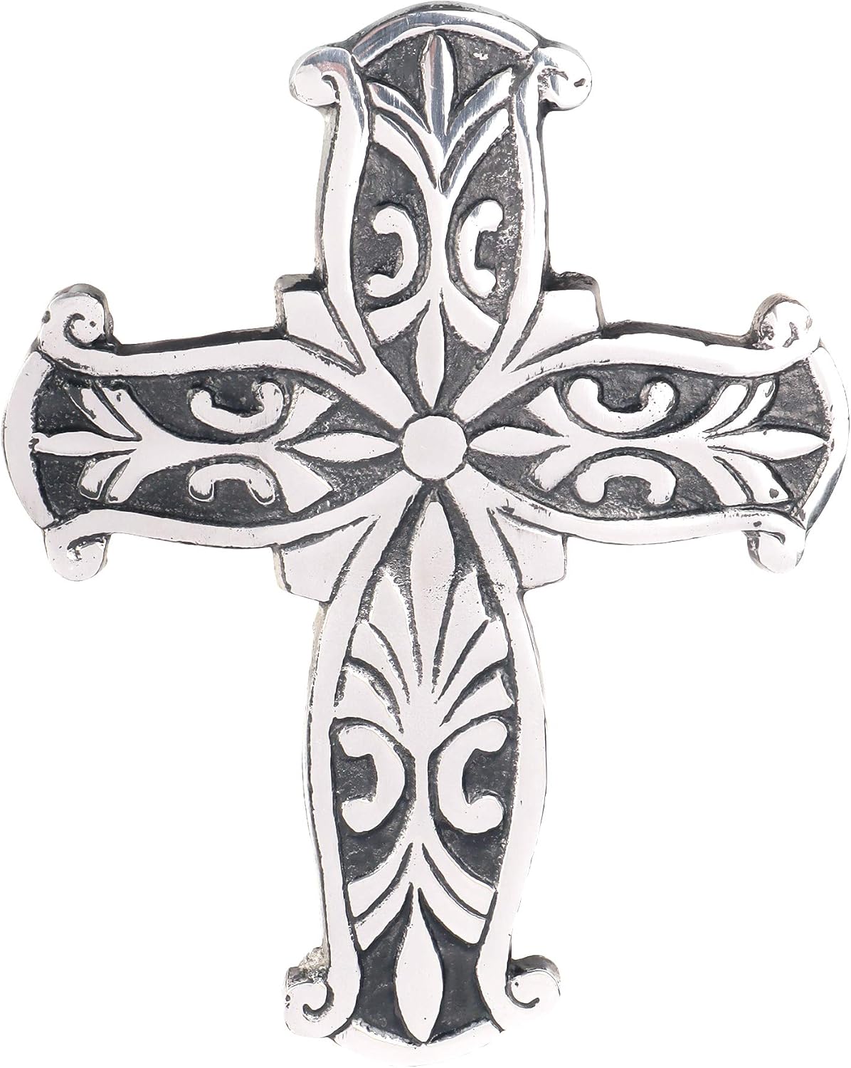 Ardour Antique Silver and Black Wall Cross for Home Decor