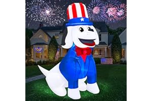 TURNMEON 3.5 Ft 4th of July Inflatable Puppy Dog Wear Hat Decorations with Build-in LED Lights Outdoor Patriotic Uncle Sam Dog Blow Up Yard Decor for Party Holiday Garden Lawn Independence Day Decor