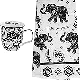 Karma Gifts, Boho Mug & Boho Tea Towel Set, Elephant