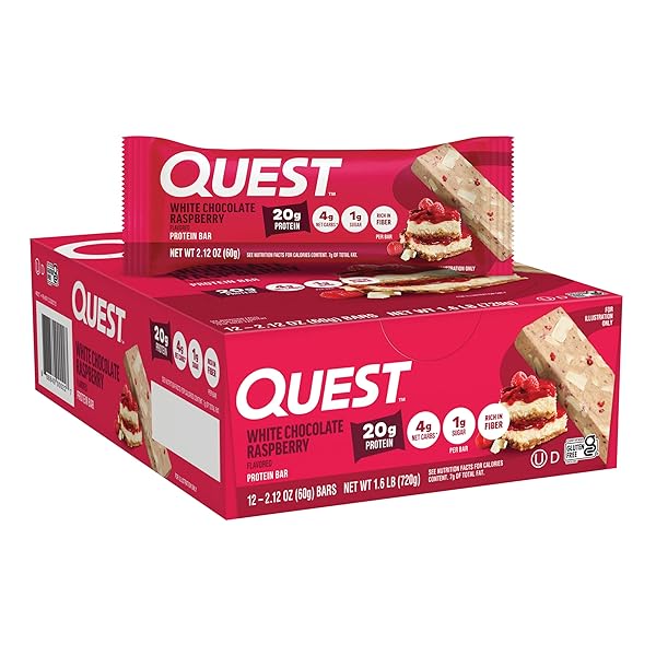 QUEST NUTRITION WHITE CHOCOLATE RASPBERRY PROTEIN BARS, 20G...