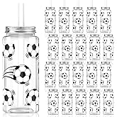 Hxezoc 20 Pack Plastic Soccer Cups with Lid and Straw Reusable Party Plastic Cups 14.2 oz Sports Party Gifts for Soccerl Game Sport Birthday Decoration Supplies