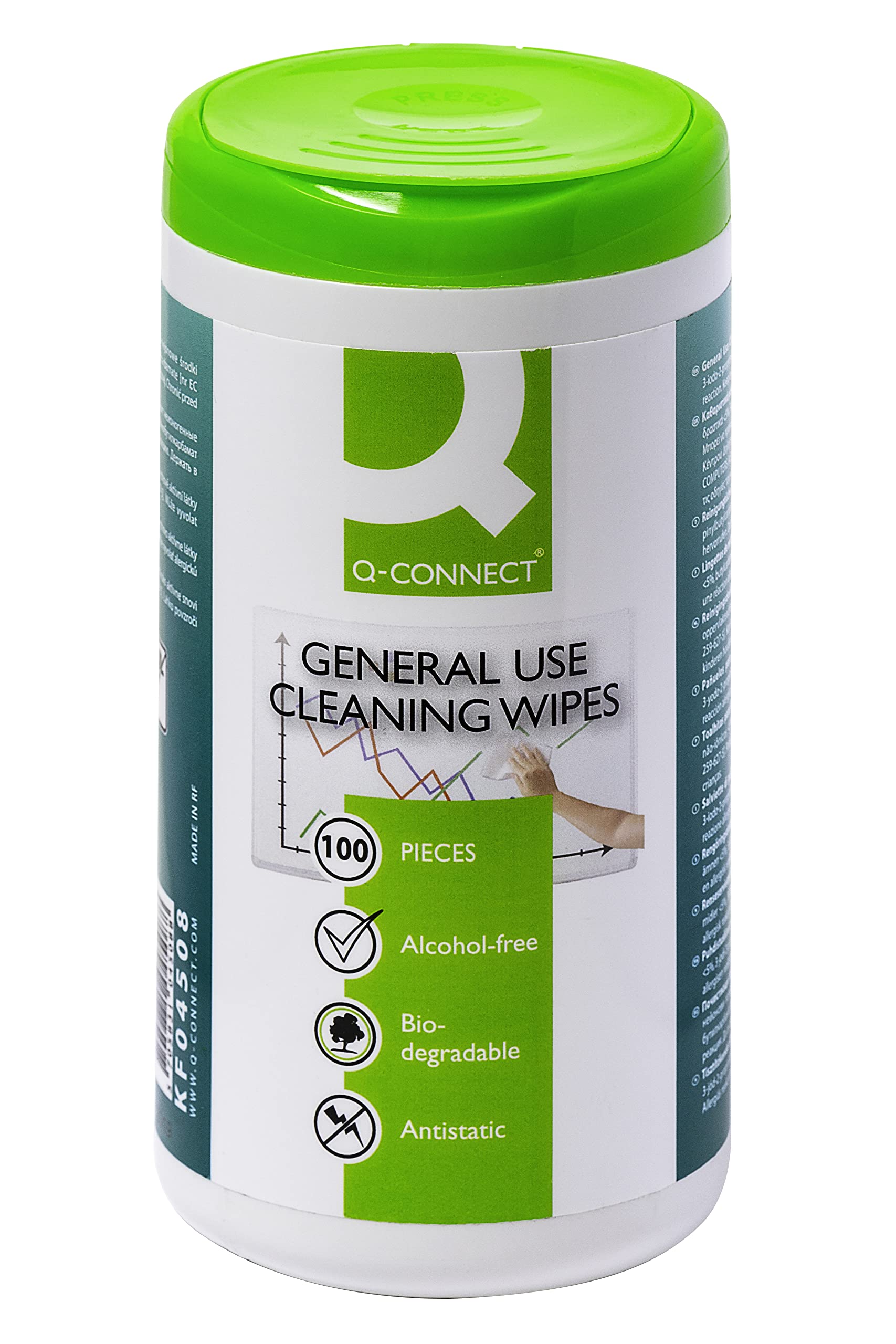 Moist Cleaning Cloths For Casing Cleaning Q-CONNECT Dispenser Tub 100pcs / Computer Accessories/Type-For Casings/Kind-Antistatic/Colour-White/Capacity (ml)-N.a.