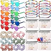 48Pcs Friendship Gifts Music Singer Party Favors Make Up Bags Beaded Friendship Bracelets Bulk Heart Sunglasses Scrunchies 12 Set Popular Singer Party Gifts for Women Music Fan Birthday Supplies