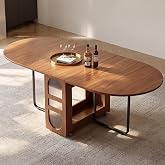 MUXIAOYU 59" Drop Leaf Foldable Dining Table with Storage,Space Saving | Foldable Design, 300Lbs Capacity, 2 Storage Cabinets, Lockable Wheels, Movable, for Kitchen Living Room Small Spaces