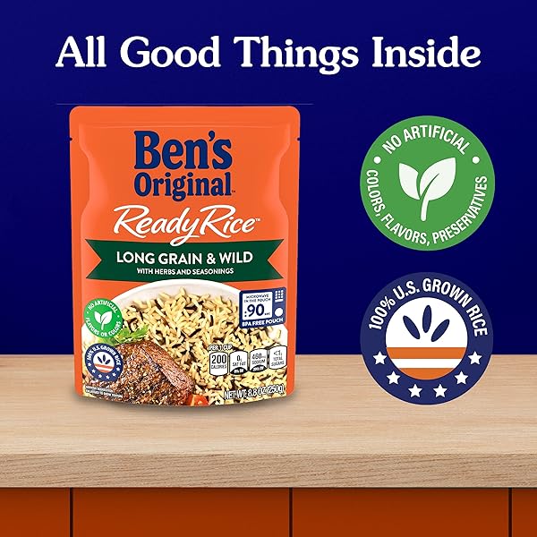 BEN’S ORIGINAL READY RICE POUCH LONG GRAIN & WILD RICE, 8.8 OZ.