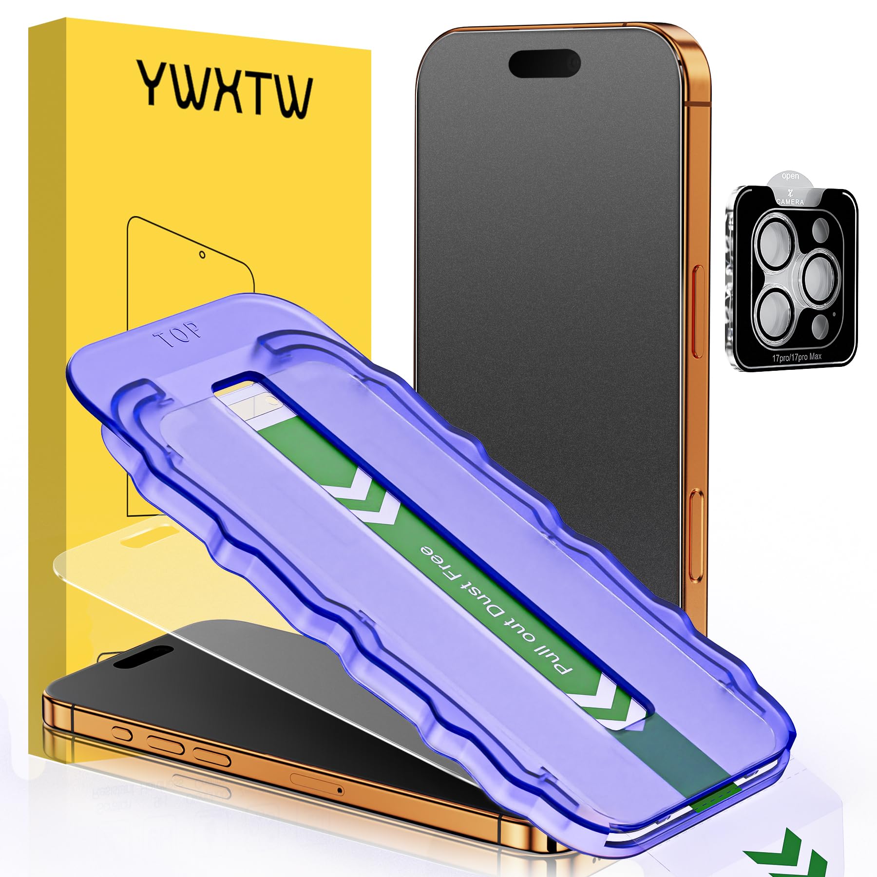 Photo 1 of YWXTW 2 Pack for iPhone 17 Pro Max Matte Screen Protector 6.9 Inch+1 Set Camera Lens Protector, [1S Pull-Out] Anti Glare Anti Fingerprint 17 Pro Max Glass Screen Protector, Bubble Free, Smooth as Silk