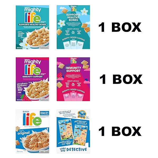 QUAKER MIGHTY LIFE MULTIGRAIN BREAKFAST CEREAL, 3 FLAVOR VARIETY PACK (3 PACK)