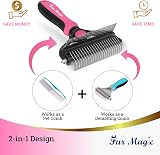Fur Magic Deshedding and Dematting Comb Double Sided Brush Pink view 3